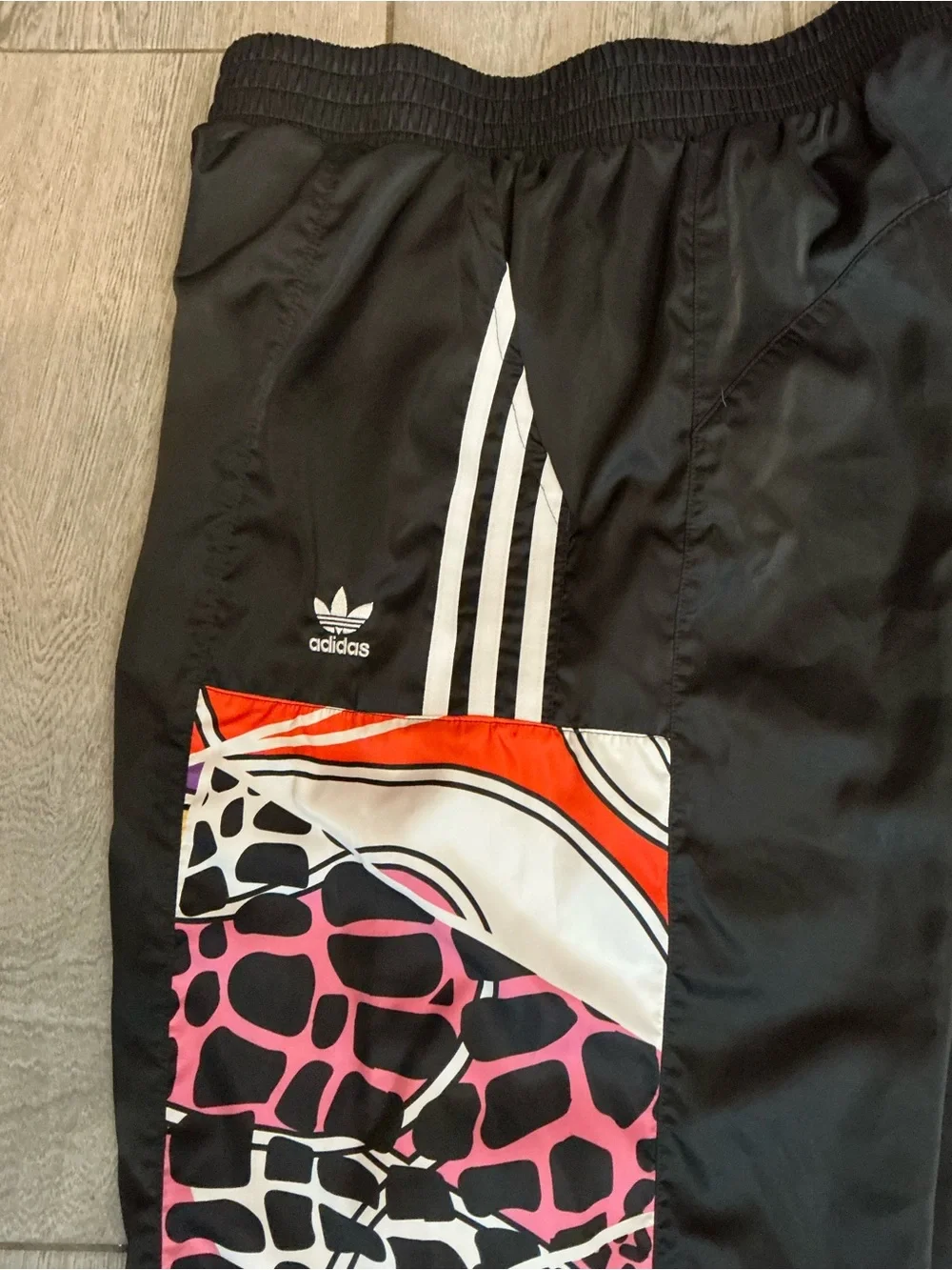 Adidas Black Multicolor Patchwork Track Pants #C09 - Picture 5 of 8